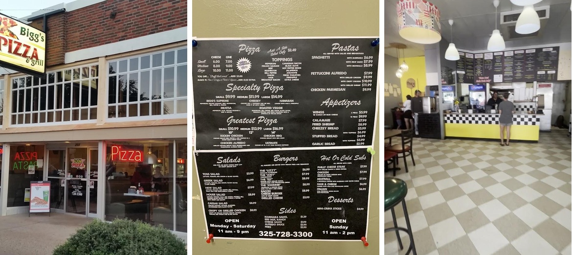 Bigg's Pizza and Grill Menu