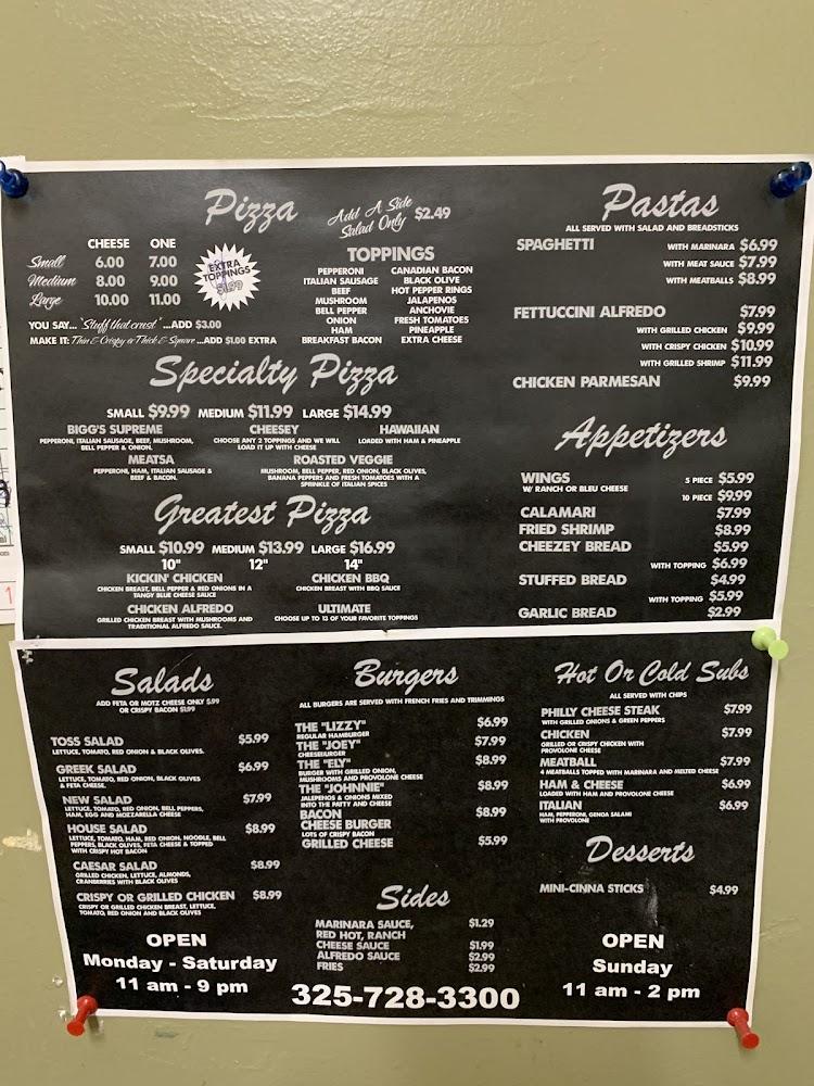 Bigg's Pizza and Grill Menu image 1